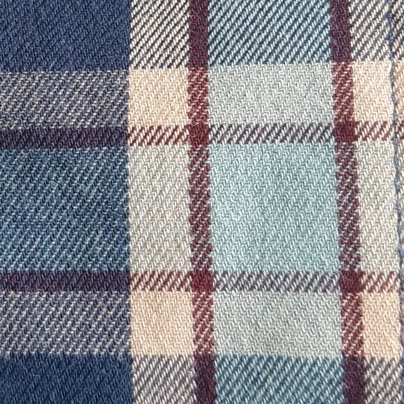 Banana Republic SZ M Lightweight Flannel Men's Blue Plaid Button Up Shirt - Picture 7 of 12